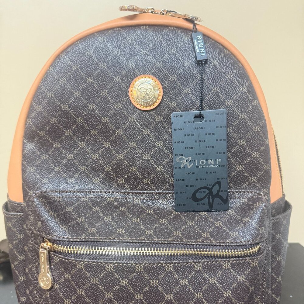 Rioni Signature (Brown) Leather Round Dome Backpack ST- 20286